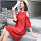 Large Size M-XXXXL Women's Summer Dress Back Bow Knee-length Daily Wear Office Dating Party