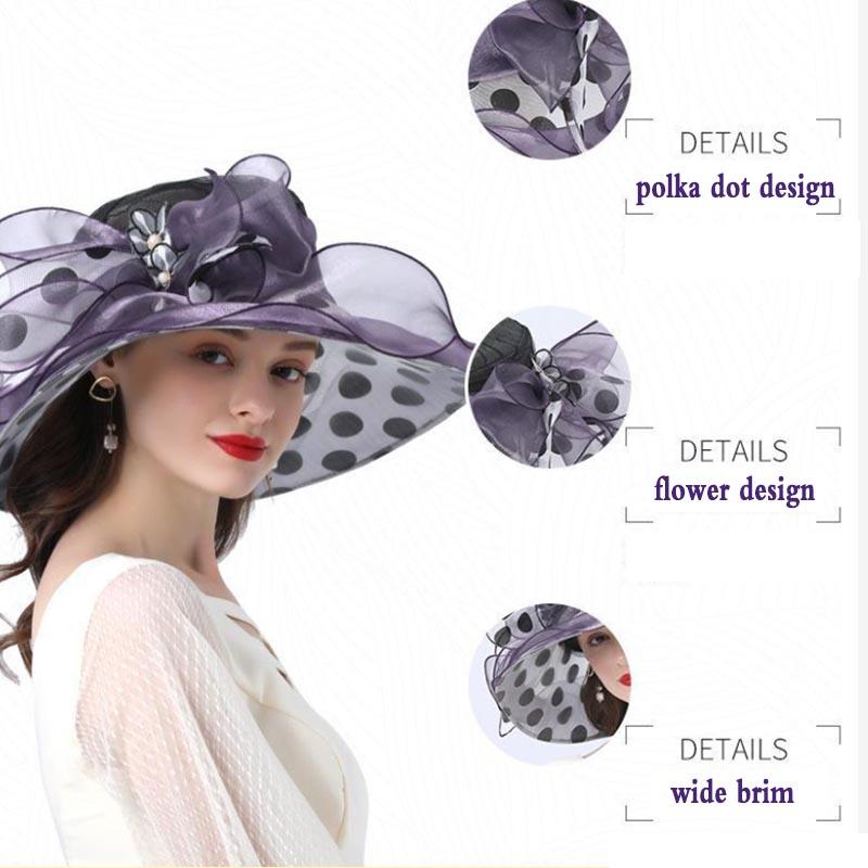 Polka Dot Big Brim Hat Women's European and American Style Street Casual Sunshade Fashion Decorative Hat