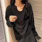 Waffle Women's Long-sleeved T-shirt Ins All-match Bottoming Shirt Women's Spring and Autumn Loose Women's Tops Casual Blouses for Girl