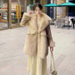 Women's Large Size Long Sleeve V-neck Fur Collar Jackets Female Loose Sequined Warm Coat Winter Thick Fur Coat