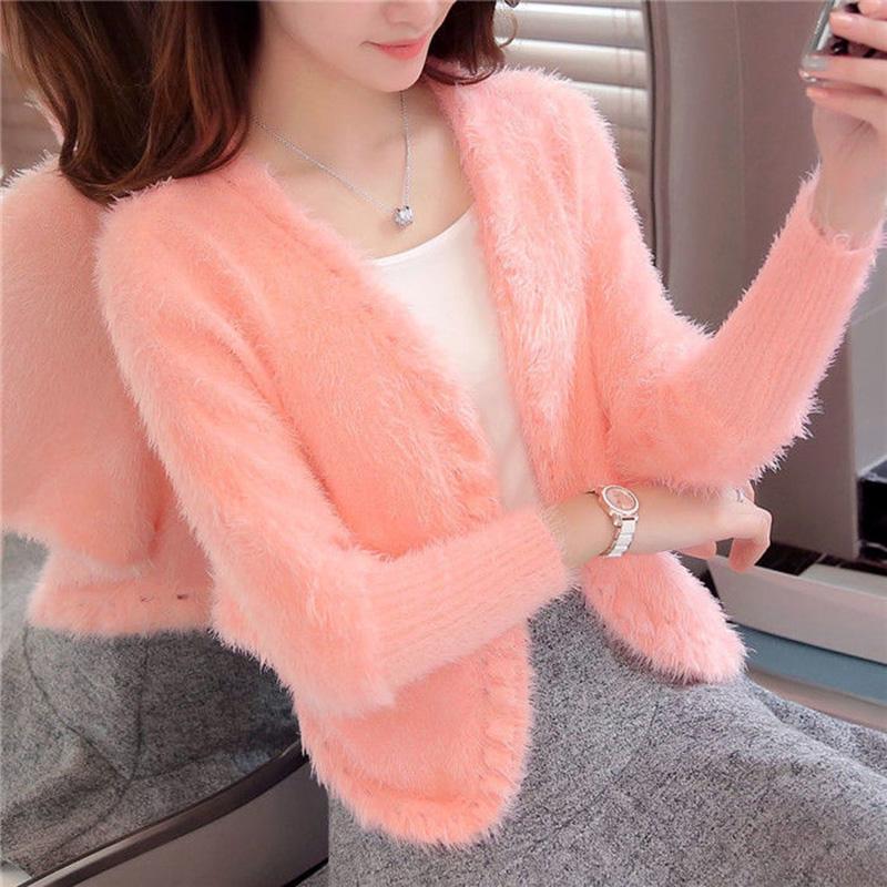 Spring and Autumn Loose Plus Size Top Short Knitted Long Sleeve Sweater Cardigan Shawl Women's Jacket