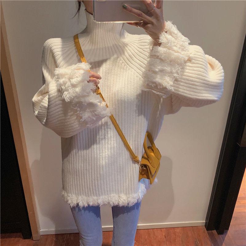 Turtleneck Tassel Thickened Long-sleeved Sweater Top Women Loose Pullover Lazy Sweater