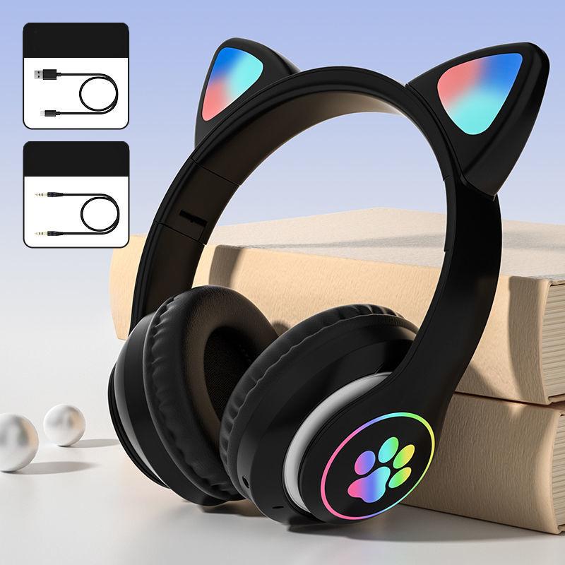 Cat Ear Headset 5.0 Bluetooth Headset Heavy Bass Mobile Game Computer Universal Noise Reduction High Quality Headset