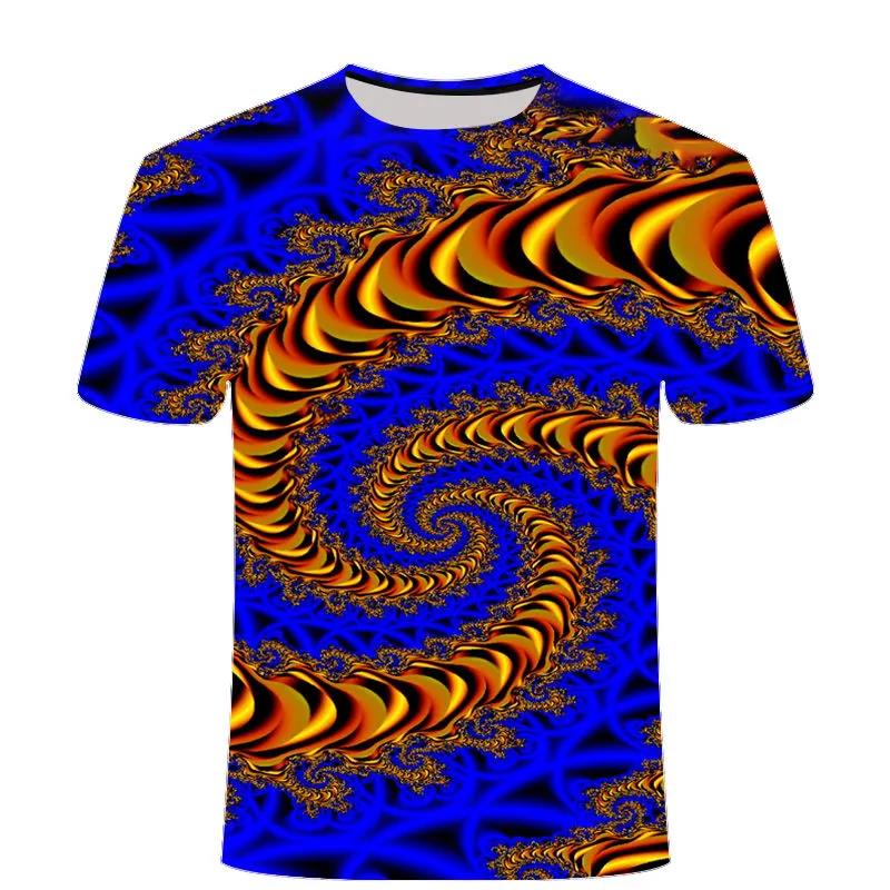 Spiral Colorful Shirt Men Tees Summer 3D Half Sleeve T-shirt Casual Breathable Pullover Personality Streetwear
