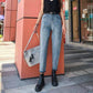 WTEMPO Jeans Women's High Waist Was Thin and Tall Loose and Wide-legged Harlan Straight Radish Dad Pants