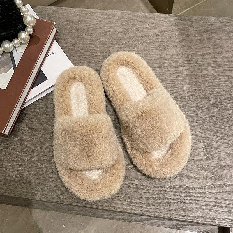 Fashionable Furry Cotton Slippers Ladies Slippers Keep Warm In Autumn and Winter Leisure Home Furnishing