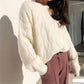 New loose sweater autumn and winter twist round neck pullover solid color long-sleeved sweater women