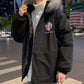 Rubik's Cube Reflective Cotton Coat Male Fur Collar Korean Style Loose Bread Coat Winter Student Handsome Padded Coat