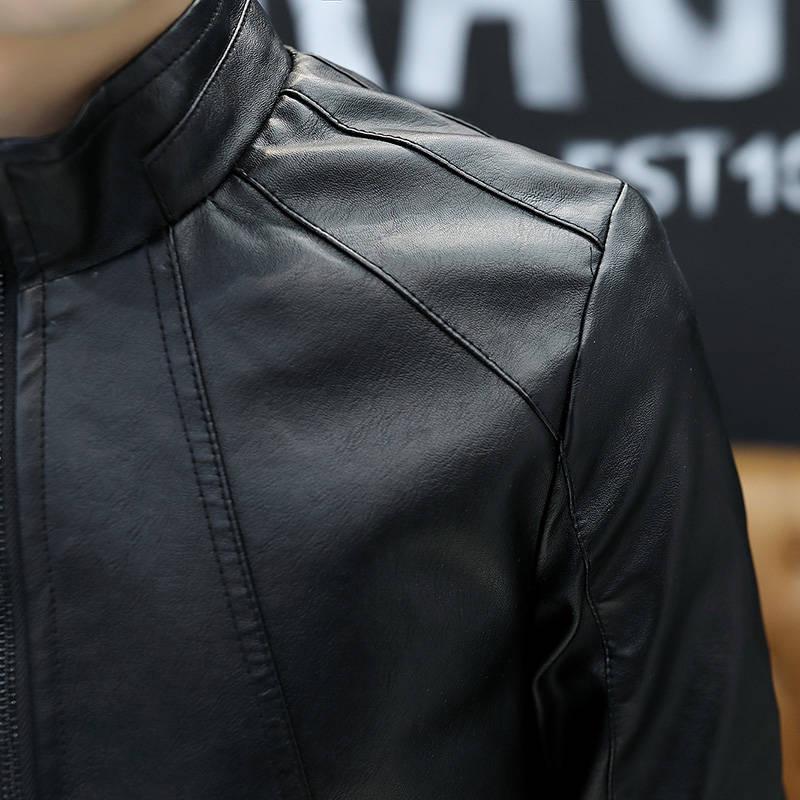 2019 Fashion Autumn Male Leather Jacket Plus Size 4XL Mens Stand Collar Coats Leather Biker Jackets
