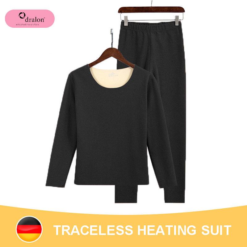 Thermal Underwear Ladies Thickened Plus Velvet Suit De Velvet Self-heating Winter Seamless Bottoming Autumn Clothes Long Trousers