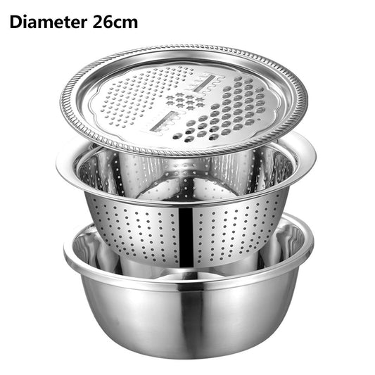 3PCS/Set Kitchen Graters Cheese Grater with Stainless Steel Drain Basin for Vegetables Fruits Salad
