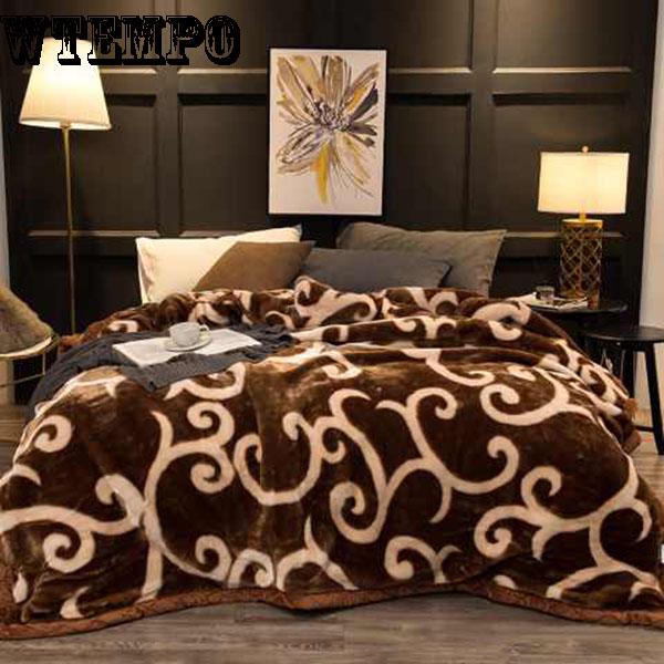 Winter Double Flannel Coral Fleece Blanket Comfortable Bedding Blanket Quilt Thickening
