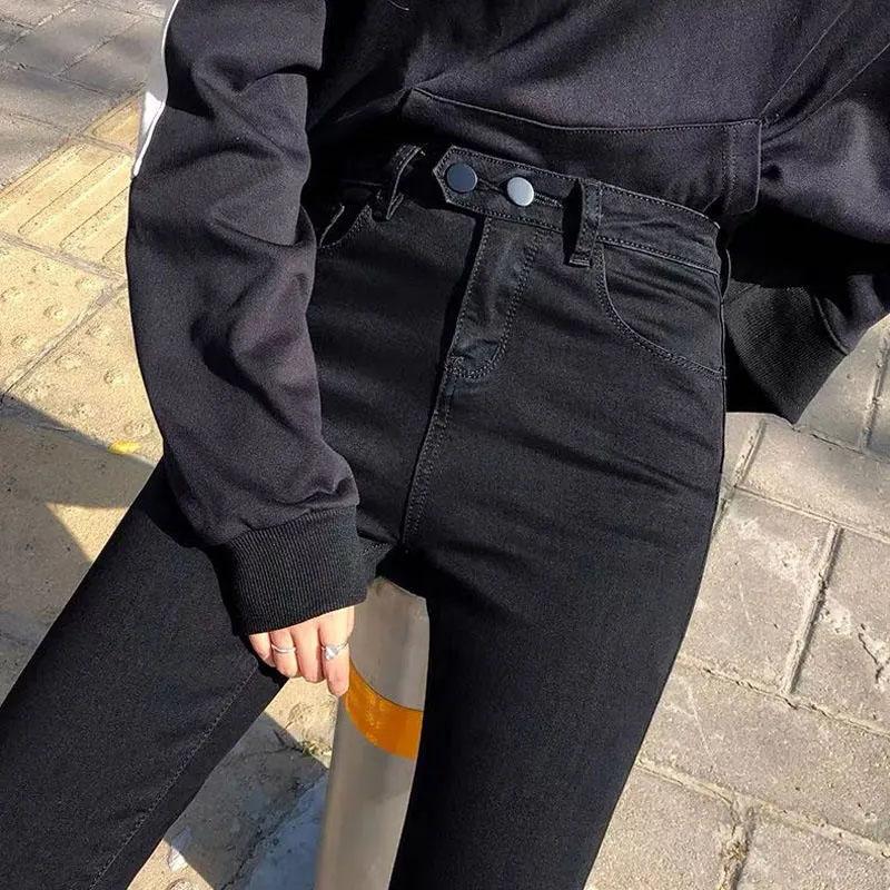 Women's High Waist Jeans Thin Light Color Tight Stretch Pants Ladies Slim Pants Skinny Pants Pencil Pants