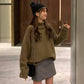 Pofulove Winter Warm Thick Turtleneck Sweaters Girl Student Loose Pullover Solid Color Coat Sweater