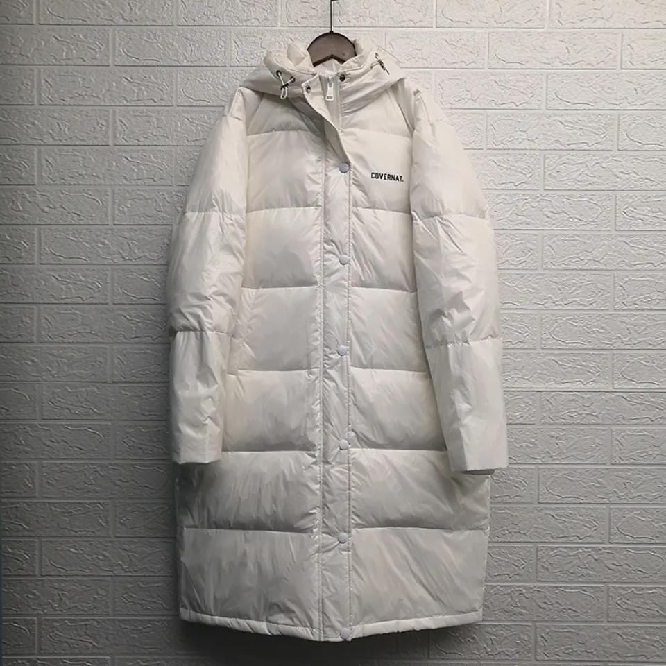 Down Jacket Men and Women of The Same Style Lovers Mid-length Thick Hooded White Duck Down Jacket