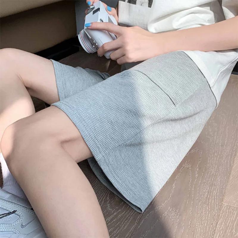 Summer Waist Drawstring Shorts Women's Thin High-waisted Loose and Thin Sports Casual Wide-leg Five-point Shorts Women