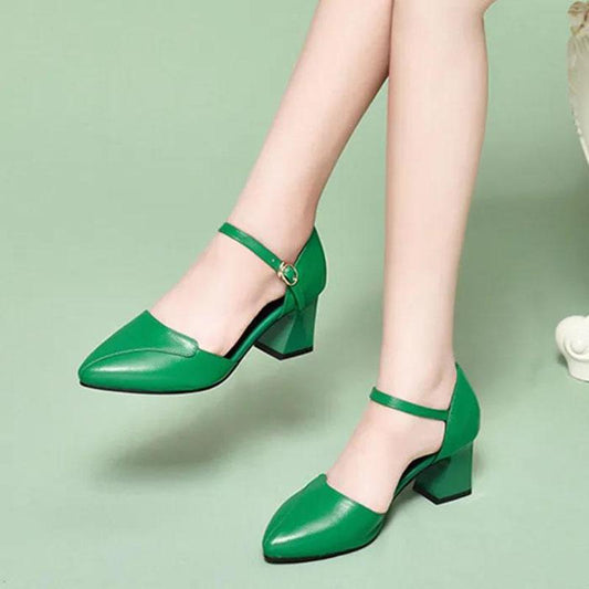 Women's Summer Sandals Comfortable Solid Color Non-slip Wear-resistant Medium Heel Sandals