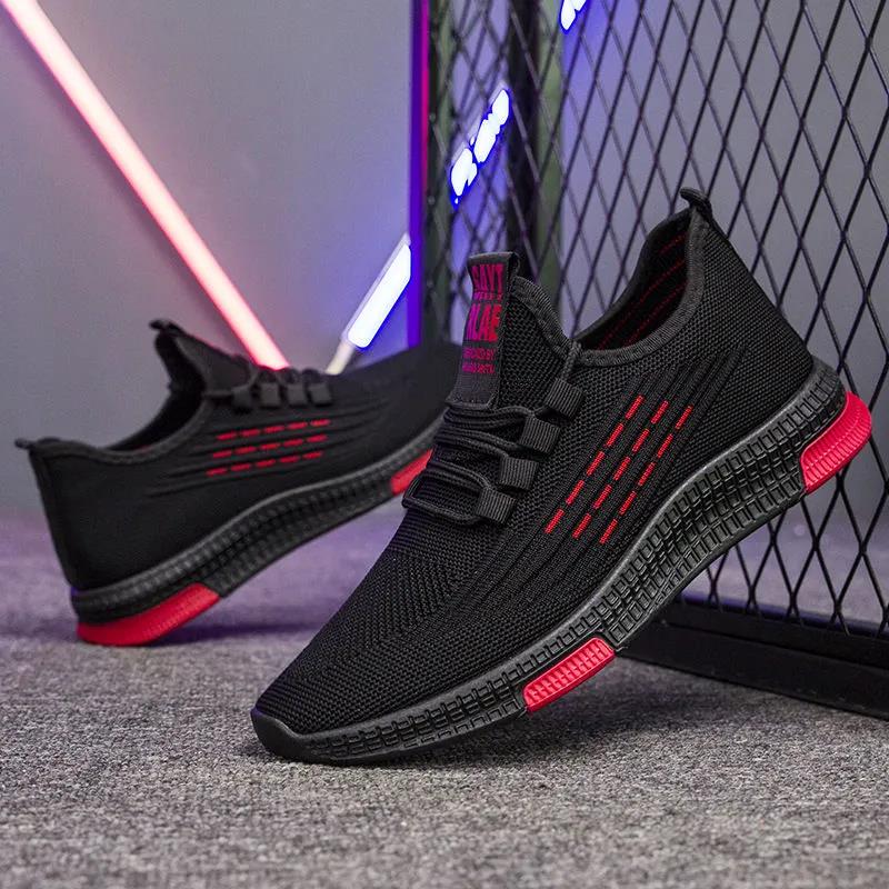 Shoes Men's Four Seasons Flying Woven Sports Shoes Breathable Casual Shoes Non-slip Soft Bottom Running Shoes