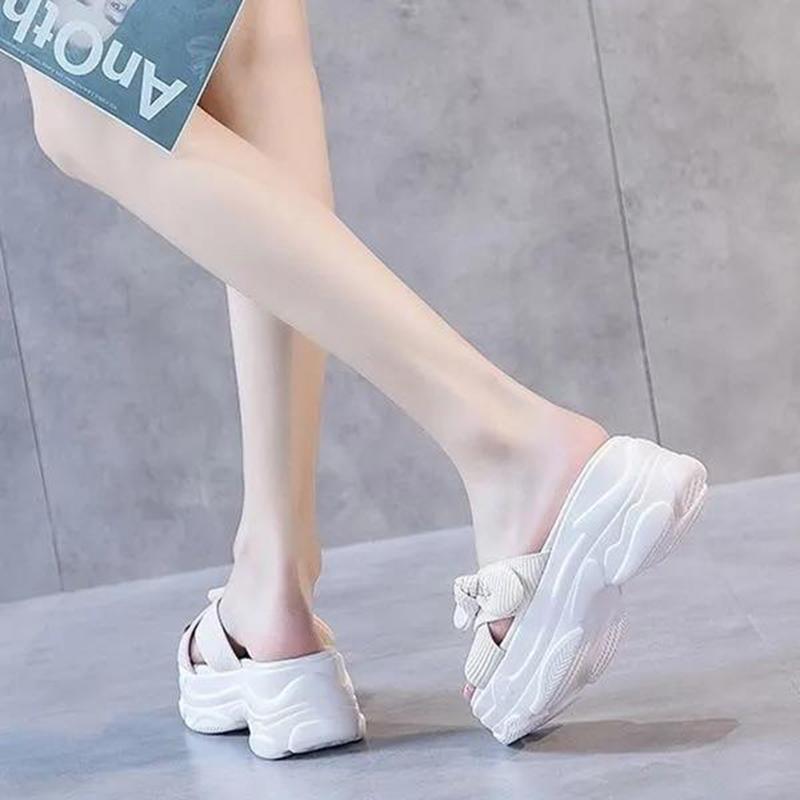 4cm Heightening Sandals and Slippers Women's Summer Outer Wear Ladies Thick Bottom Sponge Cake Temperament Sweet Wind Slippers
