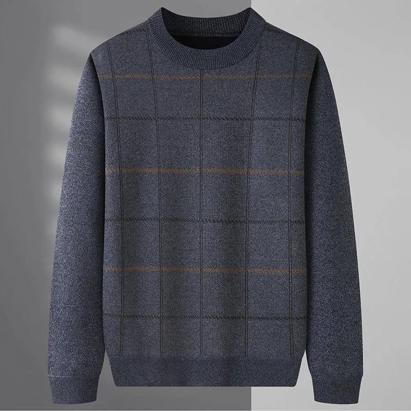 Plus Velvet Thick Winter Sweater Round Neck Long-sleeved Sweater Bottoming Shirt Men's Warm Top