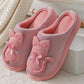 Men's and Women's Cotton Slippers Autumn and Winter Cute Cartoon Couple Bag with Indoor Fleece Warm Home Slippers