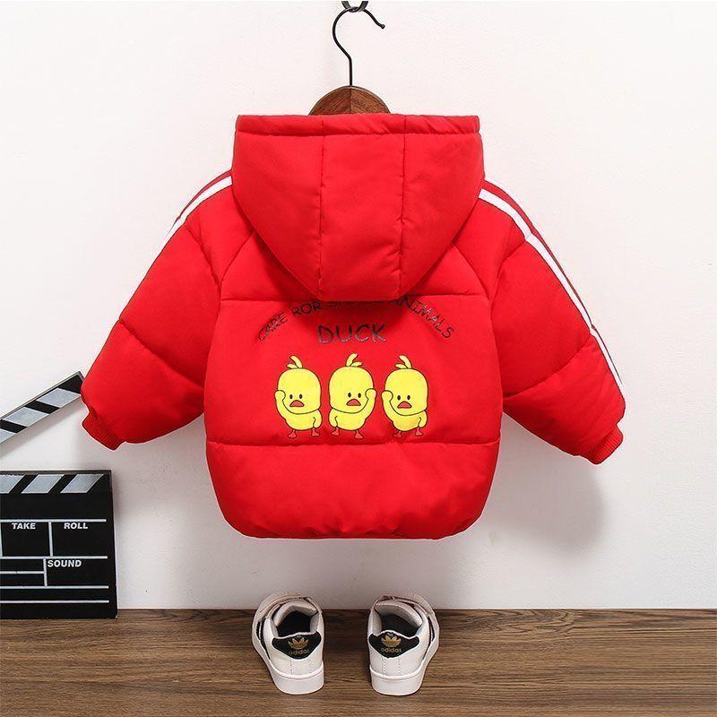 Girls' Winter Clothes Plus Fleece Hooded Jacket Bread Clothing Thickened To Keep Warm