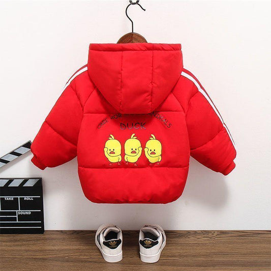 Girls' Winter Clothes Plus Fleece Hooded Jacket Bread Clothing Thickened To Keep Warm