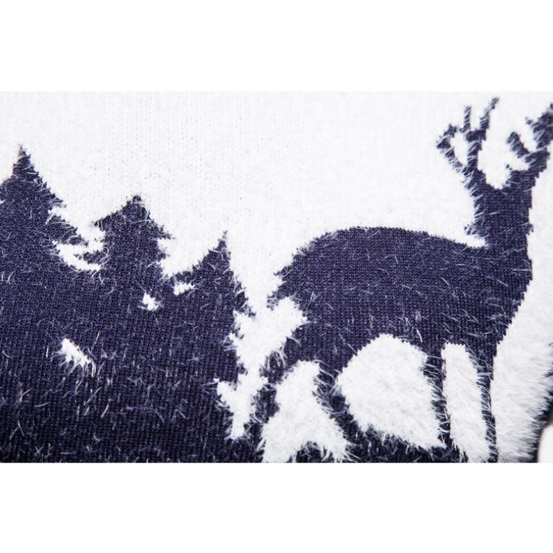 Slim Winter Christmas MensFashion Sweater Christmas Tree Deer Print Sweaters Casual O-neck Male Pullovers Sweaters Pull