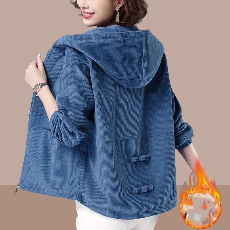 Women's Corduroy Jacket Spring and Autumn 2021 Loose Large Size Short Jacket Jacket Casual Sweater Women