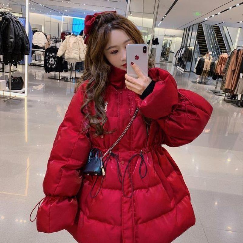 Down Padded Jacket Women's Waist Small Thick Padded Coat Mid-length Padded Jacket