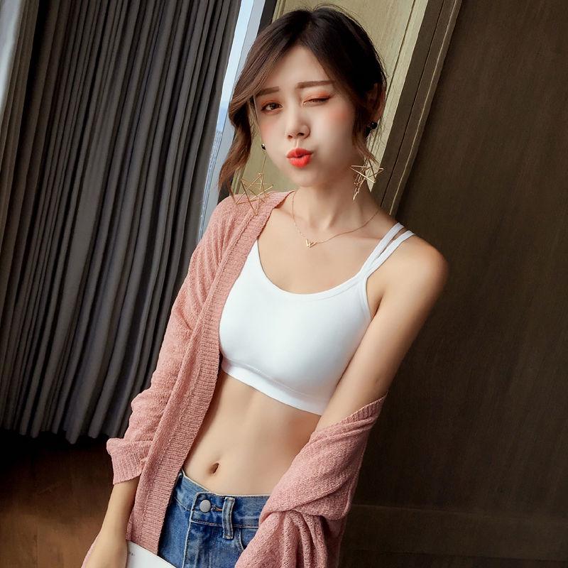 Fitness Bralette Crop Sexy 1pc  Padded Tank Tops Women Underwear Black and White