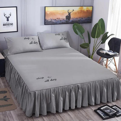 Solid Color Bedspread One Piece Simmons Non-slip Protective Cover Bed Sheet Non-slip Printing Double Bed