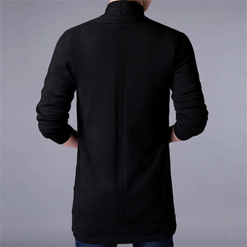 Sweater Jacket Men's Autumn and Winter Slim Long Solid Color Knitted Jacket Fashion Men's Casual Sweater Cardigan Jacket