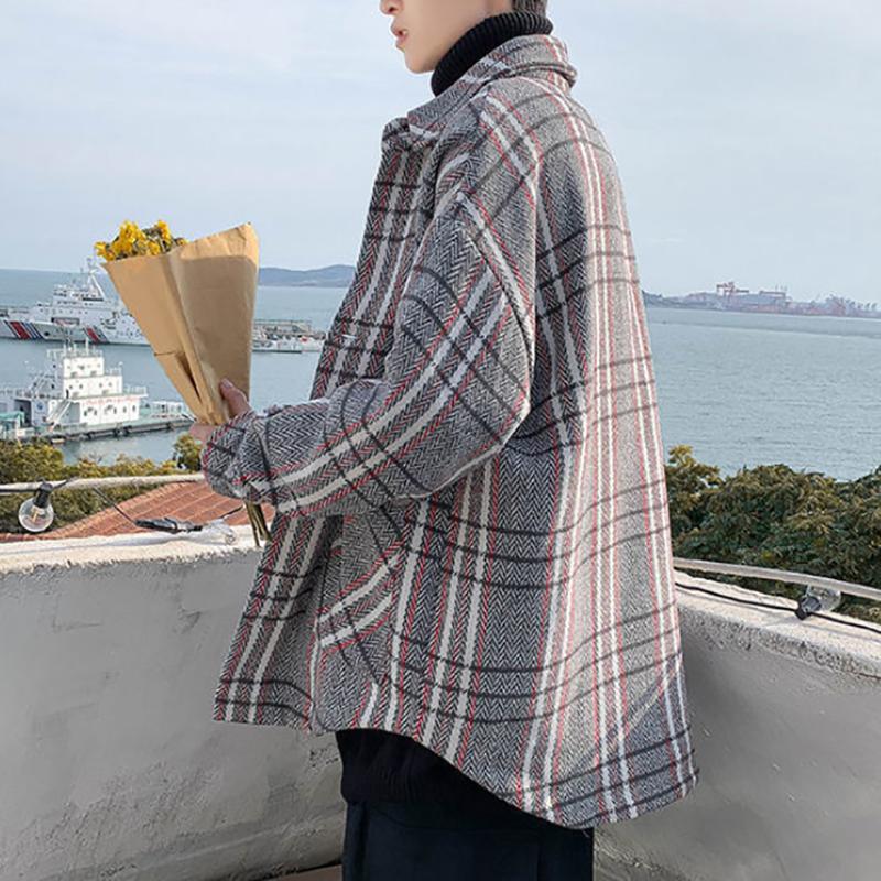 Checked Sweatshirts Men's Autumn and Winter Loose Wild Tide Brand Sweater Korean Style Trendy Sweater