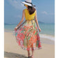 Bohemia Long Chiffon Floral Dress Boho V-Neck Sleeveless Evening Beach Maxi Dress  Sundress