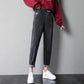 Women's Elastic Waist Harem Jeans Autumn and Winter Trousers High Waist Stretch Plus Size Loose Straight-leg Pants