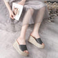 Ladies Summer Thick-soled Sandals All-match Seaside Beach Shoes Fashion High-heeled Outer Wear Household One-word Slippers