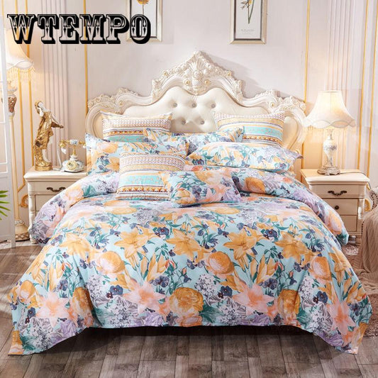 Duvet Quilt Cover Colorful Flower Reversible Soft Bedding Set Bed sheet Queen King size