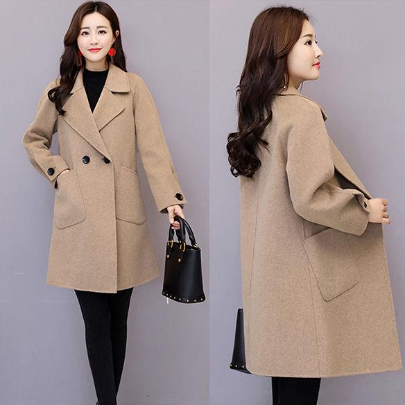 Women Autumn Winter Woollen Coat Long Sleeve Turn-Down Collar Blazer Outwear Jacket Overcoats Loose