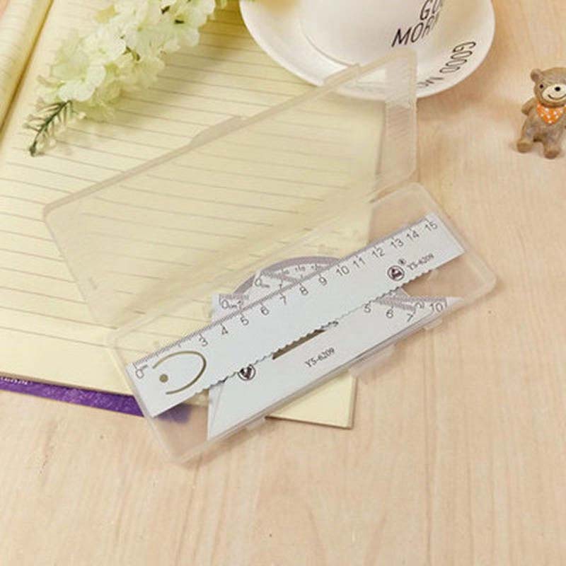All-metal Student Ruler 4 Piece Set Student Ruler Triangle Protractor Drawing Steel Ruler Set Box