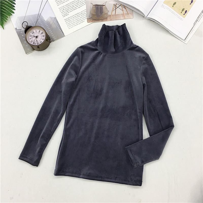 Pofulove Women Basic Warm OL Top Stretch High Quality Smooth Pullover Pleuche Turtleneck Sweater