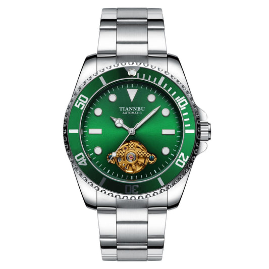 Luxury Mens Watches Mens Stainless steel Tourbillon Calendar Automatic Mechanical Wristwatch