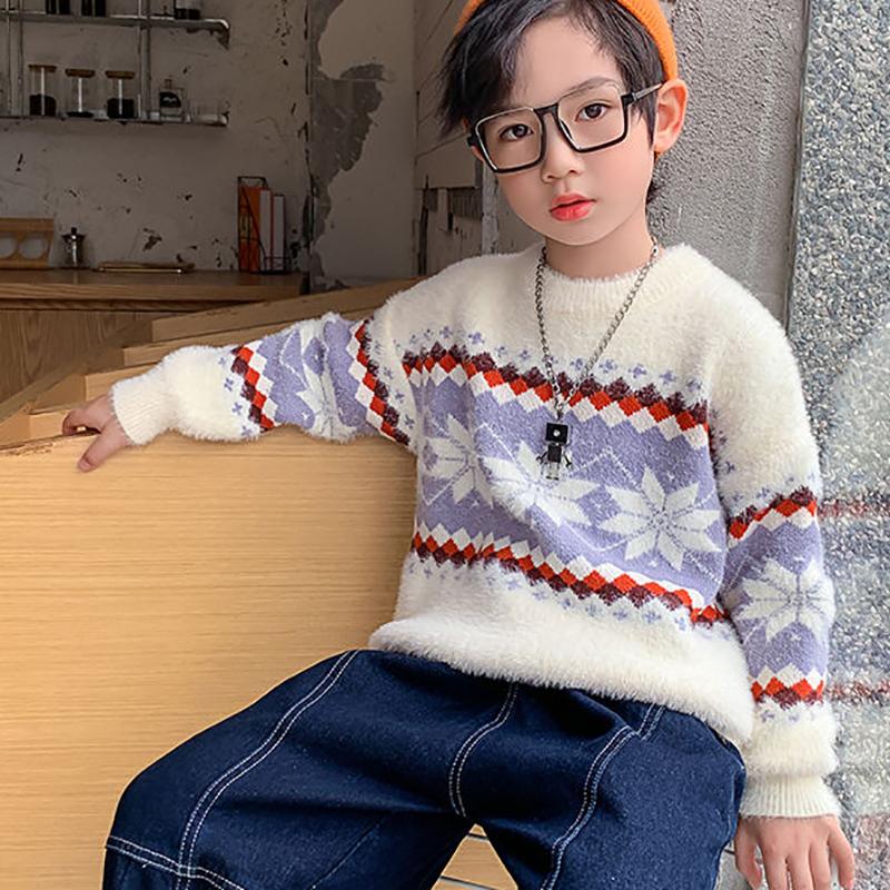 Boys and Girls Sweaters Autumn and Winter Children's Clothing Thickened Warm Bottoming Sweater Knitted Sweater
