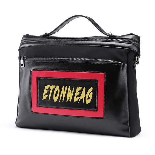 Business Briefcase Men Black Red PU Leather Joker Zipper Waterproof Handbag Shoulder Crossbody Bags