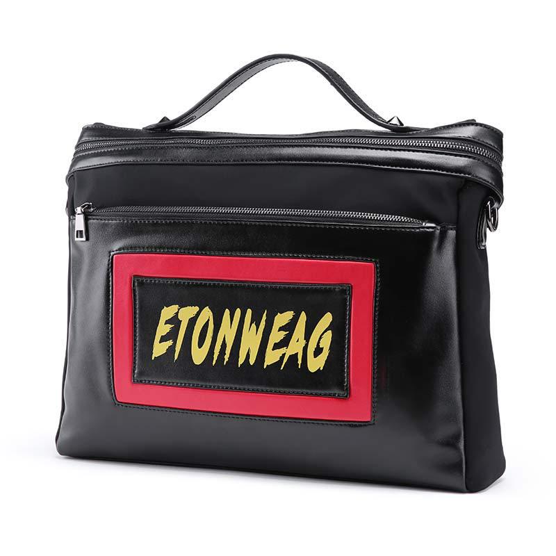 Business Briefcase Men Black Red PU Leather Joker Zipper Waterproof Handbag Shoulder Crossbody Bags