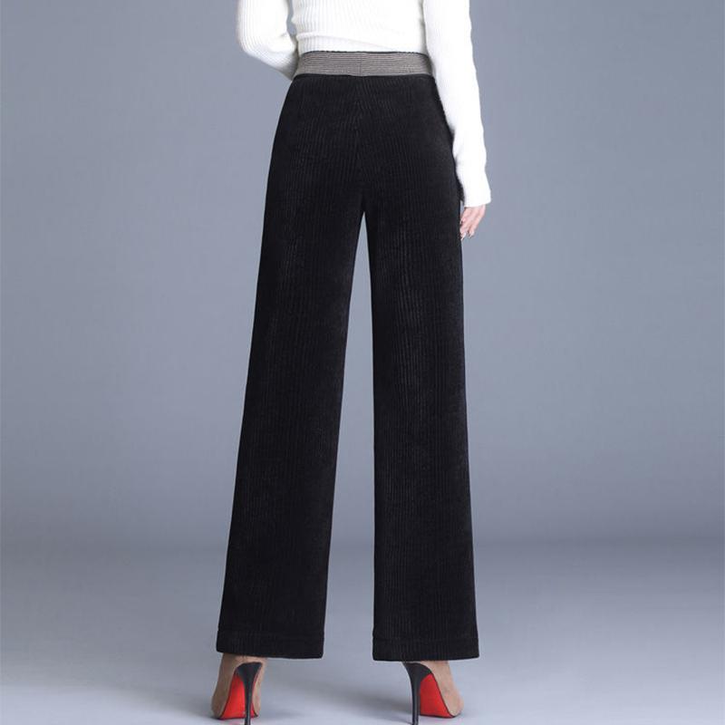 Women's Wide Leg Pants Autumn and Winter High Waist Drape Loose and Thin Plus Velvet Thick Straight-leg Trousers