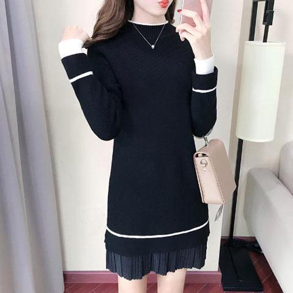 Autumn and Winter Long Sweater Fashion Simple Casual Top Sexy Slim Dress