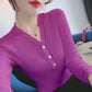 Sweater Long-sleeved Knitted Sweater Women's V-neck Slim Thin T-shirt All-match Sweater Slimming Top Women's Korean Style