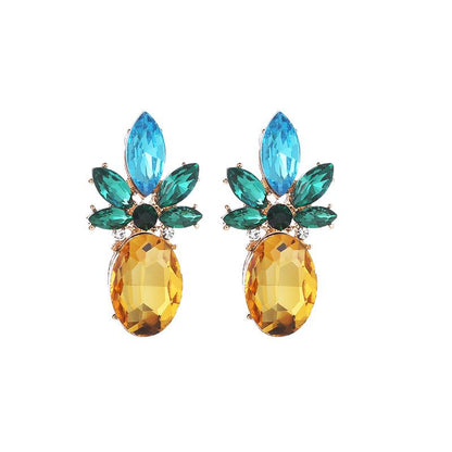 Creative Jewelry Rhinestone Crystal Pineapple Stud Earrings Personality Fruit Earrings