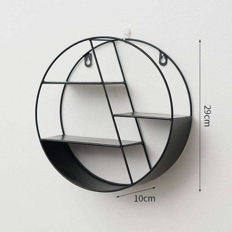 Nordic Style Living Room Bedroom Room Decoration Storage Rack Round Wrought Iron Wall Shelf